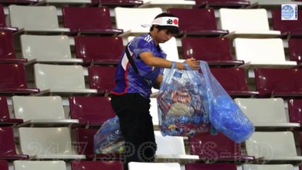 Japan Fans Clean up on and Off the Pitch as they Stick Around to Tidy Stadium after Win Over Germany