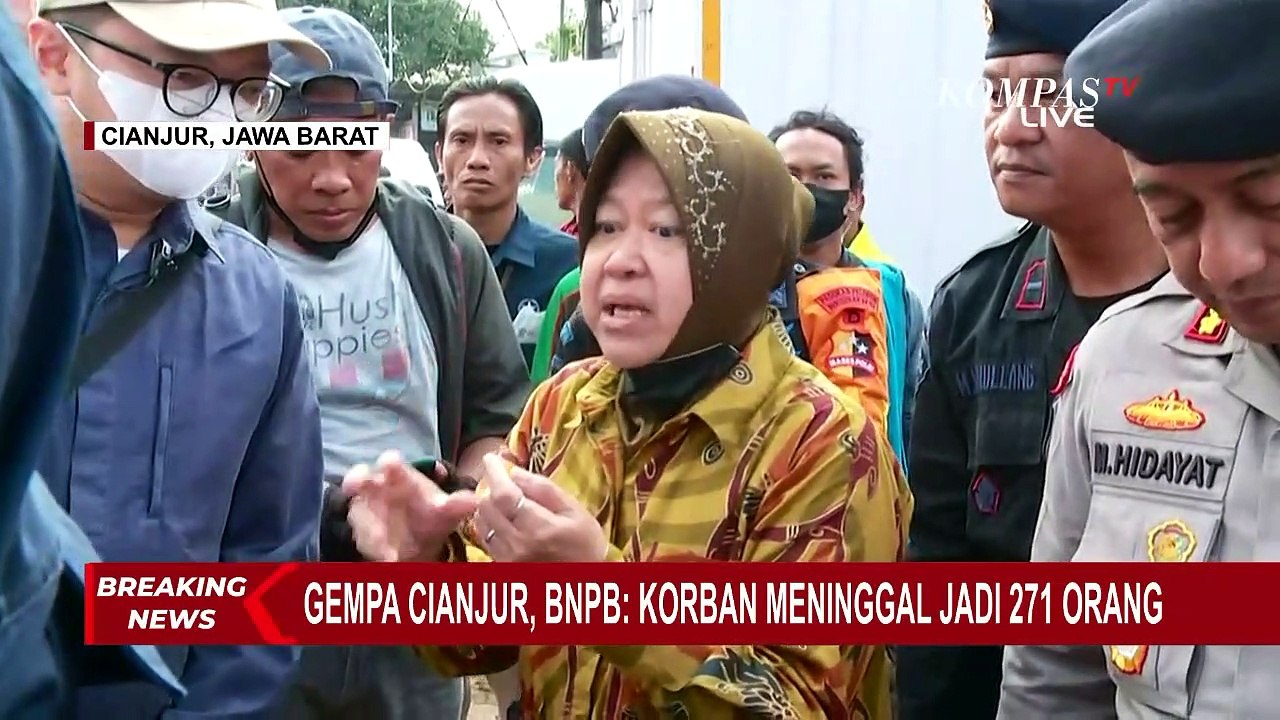 Terbaru! Mensos Tri Rismaharini Tinjau Lokasi Gempa Cianjur