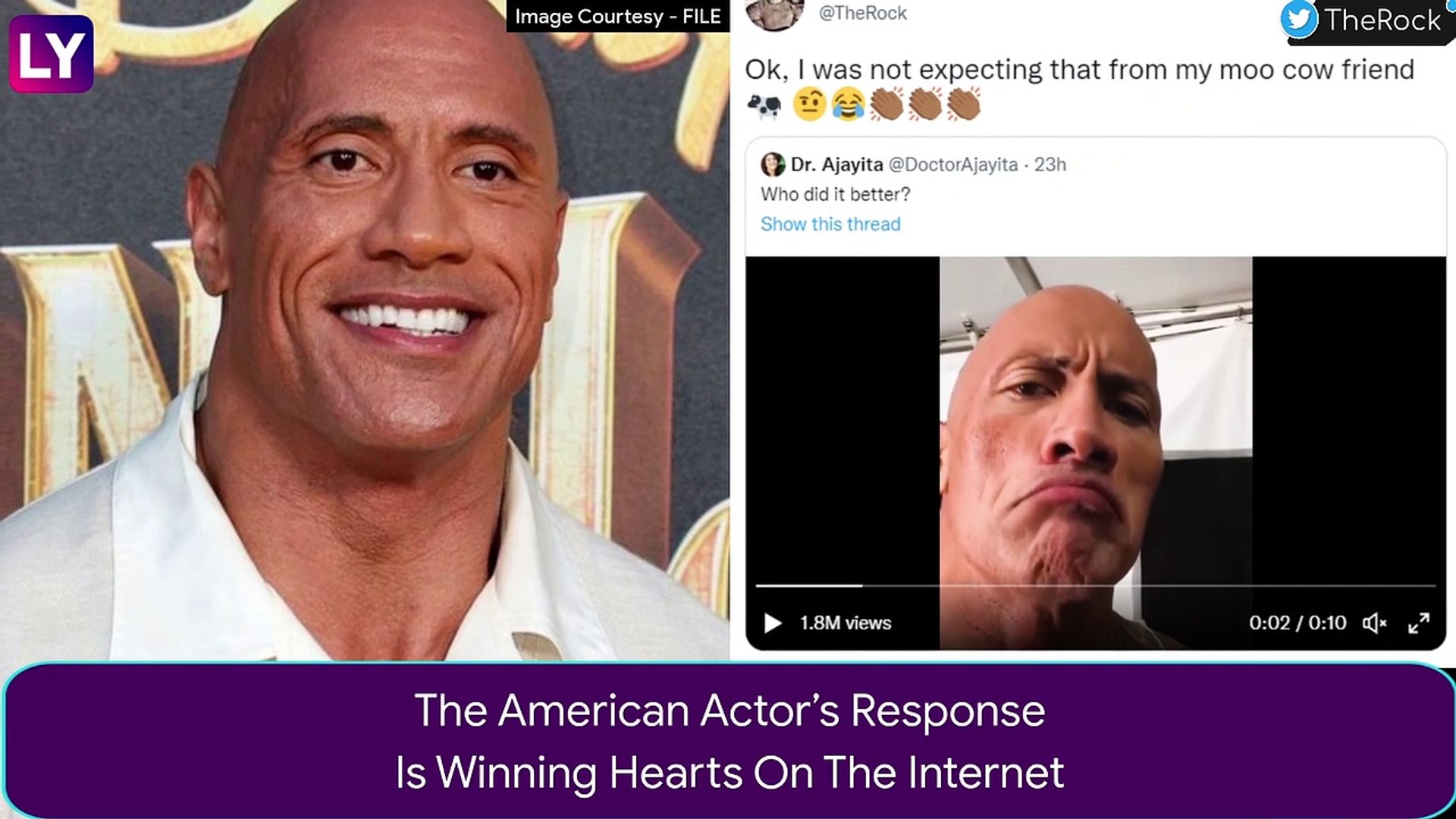 The Rock Shares Hilarious Video of Cow Doing His Signature Eyebrow