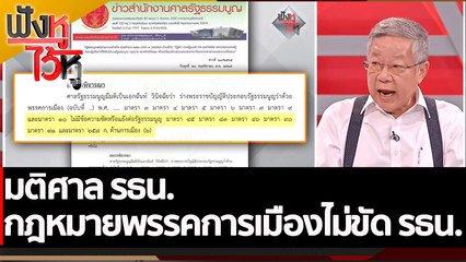 มติศาล รธน. กฎหมายพรรคการเมืองไม่ขัด รธน. | ฟังหูไว้หู (23 พ.ย. 65)