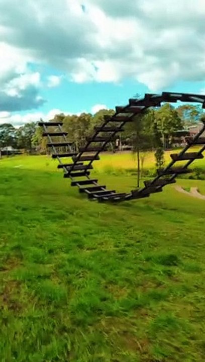 Awesome line through a Unique Sculpture. Sydney Australia. Drone View Travel Adventures Australia.