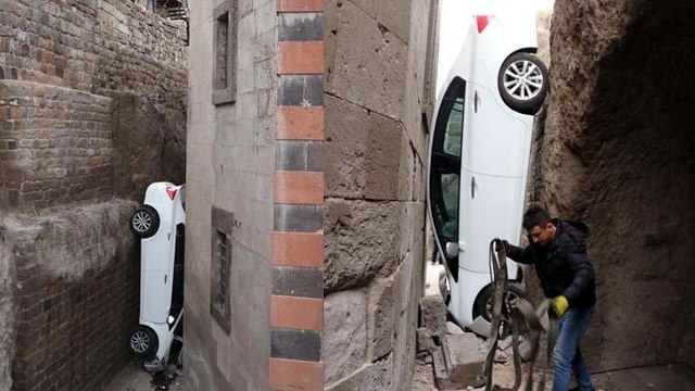 Kayseri’de görenleri şaşkına çeviren kaza