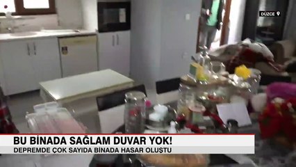 Düzce'deki bu binada sağlam duvar yok!