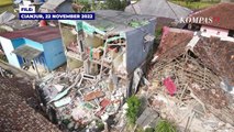 Gambar Udara Evakuasi Korban dan Kerusakan Gempa Cianjur, Rumah Runtuh dan Jalan Rusak