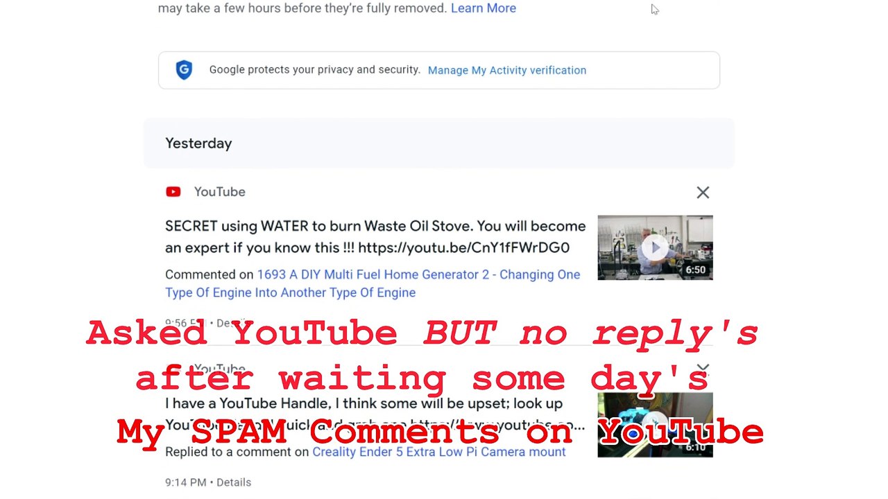 My SPAM Comments on YouTube