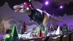 Ho ho roar: London's giant T.Rex gets into the Xmas spirit with festive jumper