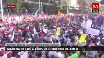 Tras 2 horas de haber iniciado la marcha, el presidente no ha logrado llegar al Zócalo