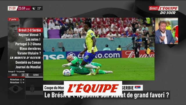 Le Brésil s'impose contre la Serbie mais s'inquiète pour Neymar - Foot - CM 2022