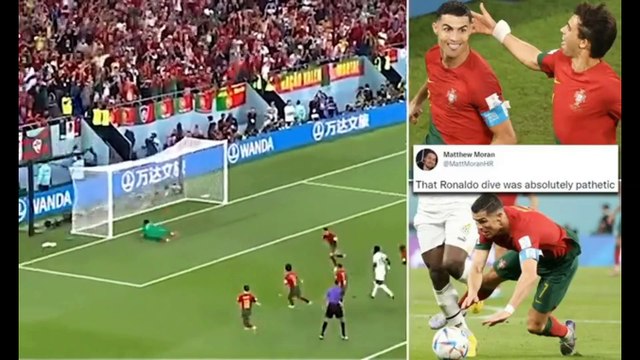 From tears to cheers! Cristiano Ronaldo shrugs off Manchester United exit as he scores Portugal's opening goal at the World Cup with a penalty - but fans insist he DIVED to earn it