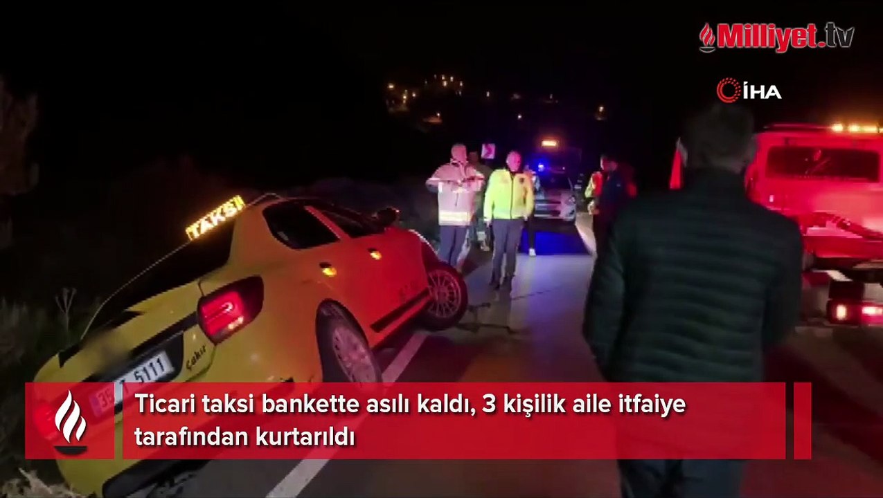Şarampole uçmaktan şans eseri kurtuldular