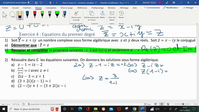 Exercice 4 - DM2 maths expertes - nombres complexes partie algébrique - 2022- 2023