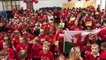 Children sing unofficial Welsh national anthem as Dragons take on Iran