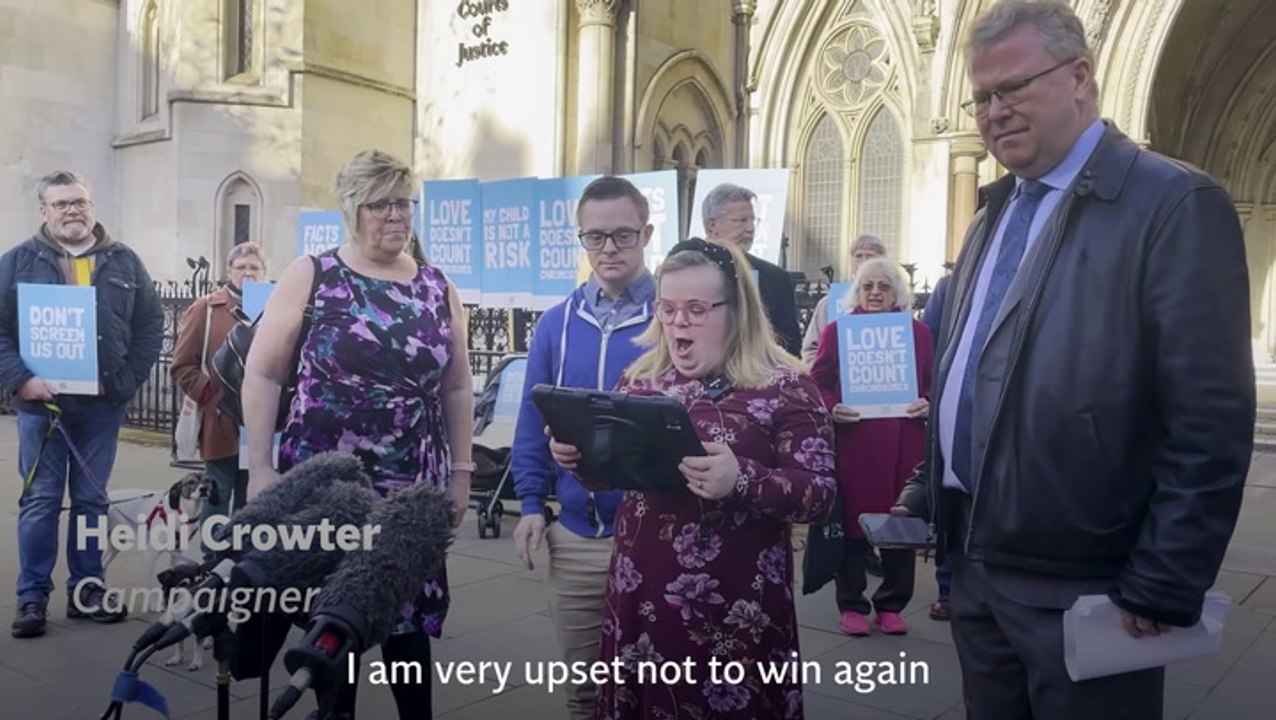 Down’s syndrome campaigner gives statement after losing abortion law appeal