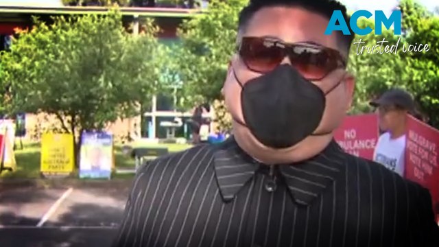 Independent candidate and Kim Jong-un impersonator Howard Lee casting his vote