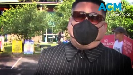 Independent candidate and Kim Jong-un impersonator Howard Lee casting his vote