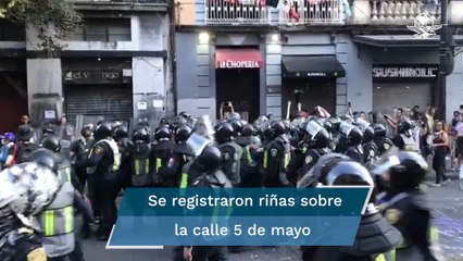 Bloque negro se enfrenta a elementos de seguridad durante marcha del 25N