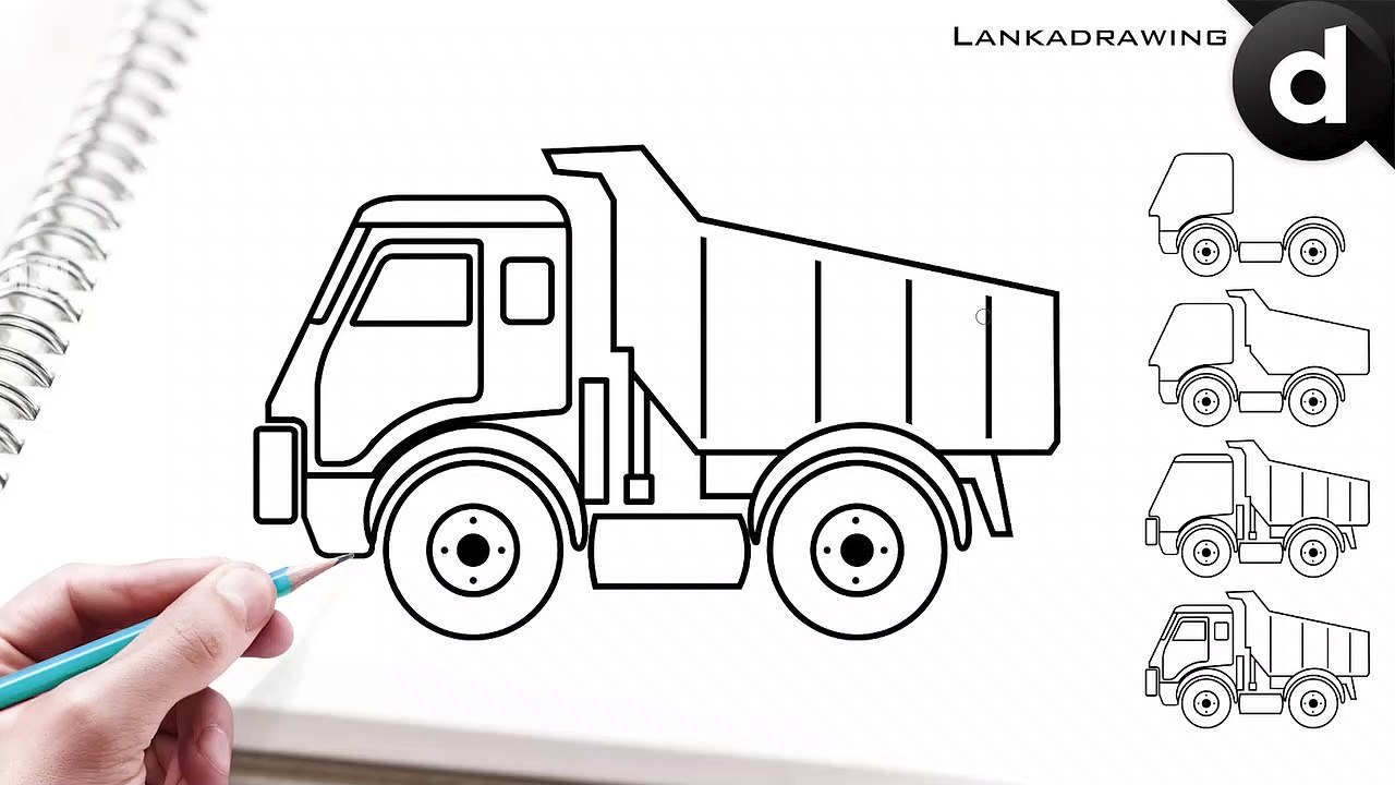 how to draw a simple and easy dump truck