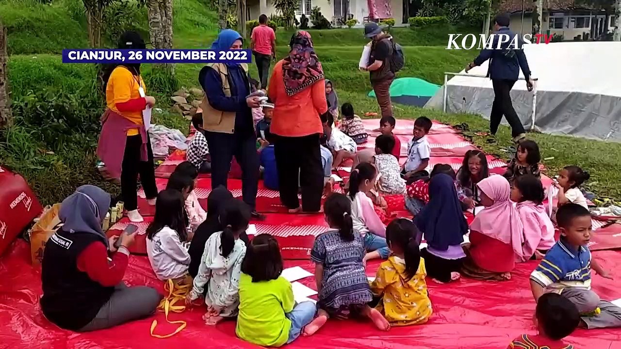 Keceriaan Anak-anak Korban Gempa Cianjur di Posko Pengungsian, Belajar Gambar dan Bernyanyi