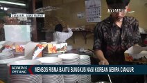 Mensos Risma Turun Tangan, Bantu Bungkus 600 Nasi Korban Gempa Cianjur