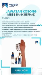 Jawatan Kosong di MBSB Bank Berhad