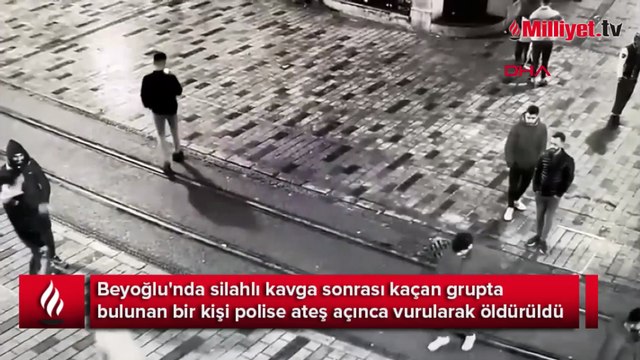 Beyoğlu'nda bir kişinin öldüğü çatışma öncesi yaşanan kavganın güvenlik kamerası görüntüsü