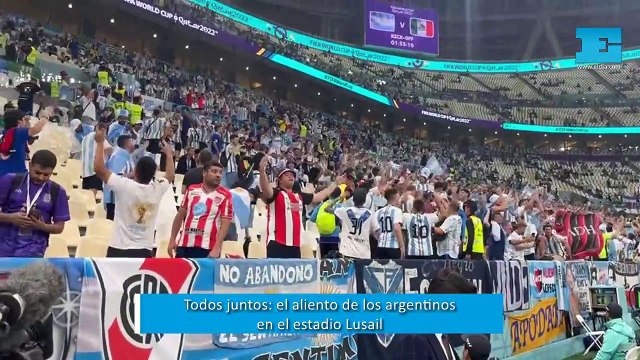 Todos juntos: aliento y arenga del público argentino en el estadio Lusail