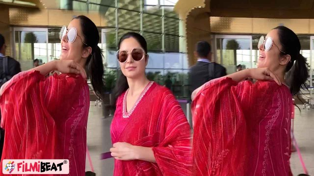 Katrina Kaif लाल परि बन कहां चलीं?Vicky Kaushal का Paps ने लिया नाम तो शर्मा गईं Katrina! |FilmiBeat