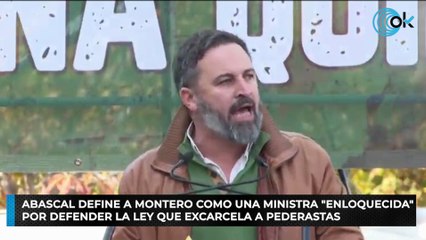 Abascal define a Montero como una ministra "enloquecida" por defender la ley que excarcela a pederastas