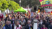 Cientos de personas acuden a la llamada de Vox en Sevilla para pedir la dimisión de Sánchez