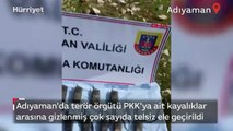 Adıyaman'da terör örgütü PKK'ya ait kayalıklar arasına gizlenmiş çok sayıda telsiz ele geçirildi