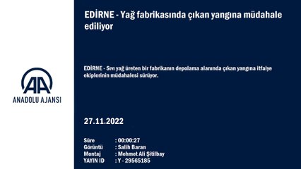 Edirne'de yağ fabrikasında yangın
