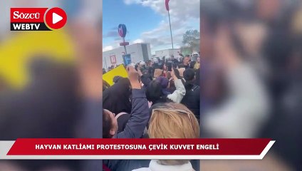 Hayvan katliamı protestosuna çevik kuvvet engeli
