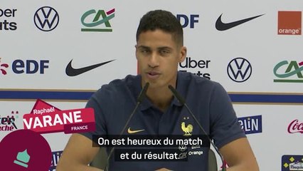 France - Varane : "Une bonne osmose entre les plus jeunes et les anciens"