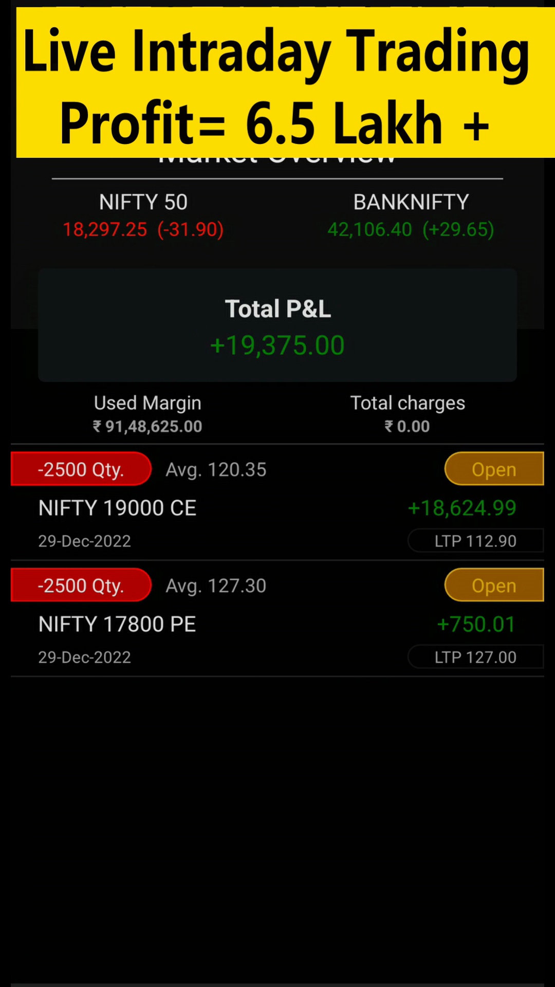 Live Intraday Trading | Nifty and Bank Nifty markets | Live Intraday Profit = 6.5 Lakh