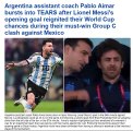 Argentina assistant coach Pablo Aimar bursts into TEARS after Lionel Messi's opening goal reignited their World Cup chances during their must-win Group C clash against Mexico