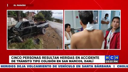 ¡Tremendo choque! Cinco personas resultan heridas tras accidente en San Marcos, Danlí