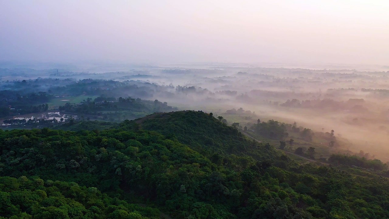 Aerial View Of A Foggy Landscape