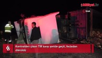 Kontrolden çıkan TIR karşı şeride geçti, faciadan dönüldü