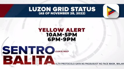 Luzon Grid, isinailalim sa yellow alert status ngayong araw