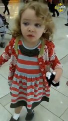 Young girl reacts to prayer call in Dubai Mall