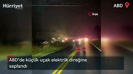 Küçük uçak enerji nakil hattına çarptı