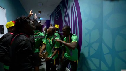 Les joueurs camerounais mettent l'ambiance dans les couloirs
