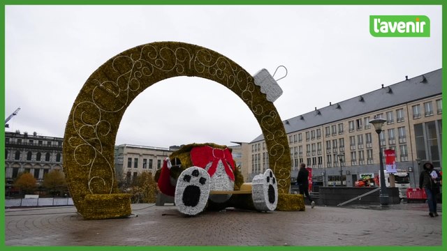L'ours du marché de Noël détruit après le match Belgique-Maroc