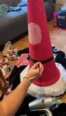 Transforming a Traffic Cone into a Christmas Decoration