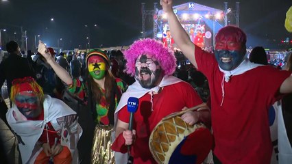 빗속 울려 퍼지는 "대~한민국!"...안전사고 날까 '조심조심' / YTN