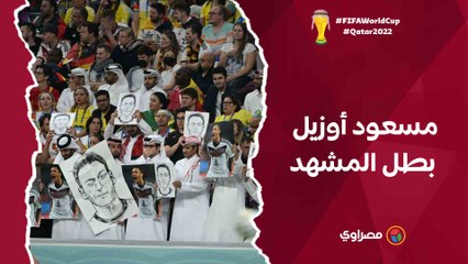 "مسعود أوزيل بطل المشهد".. مواطن قطري يتجول في مدرجات منتخب ألمانيا