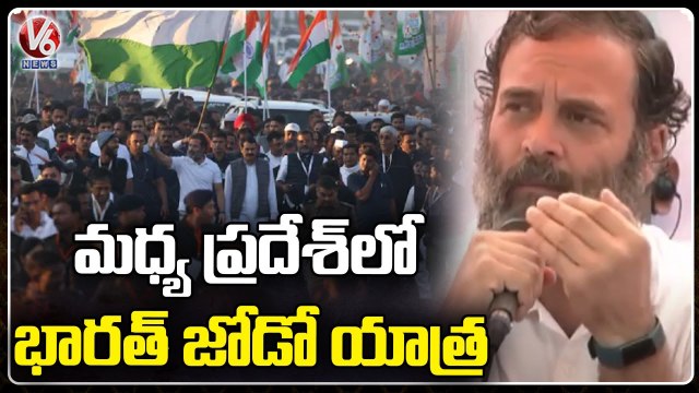 Bharat Jodo Yatra In Madhya Pradesh _ Rahul Gandhi Reaction On Ashok Gehlot Comments _ V6 News