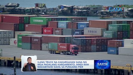 Ilang truck na kakargahan sana ng mga padalang kargamento, hindi raw makabiyahe dahil sa punuang pier | Saksi