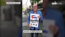 Orlando Gutiérrez Boronat pide libertad frente a la embajada de Cuba en Montevideo, Uruguay.
