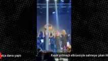 Kasık yırtmaçlı elbisesiyle sahneye çıkan Hülya Avşar, Deniz Akkaya ve Saba Tümer'le kalça dansı yaptı